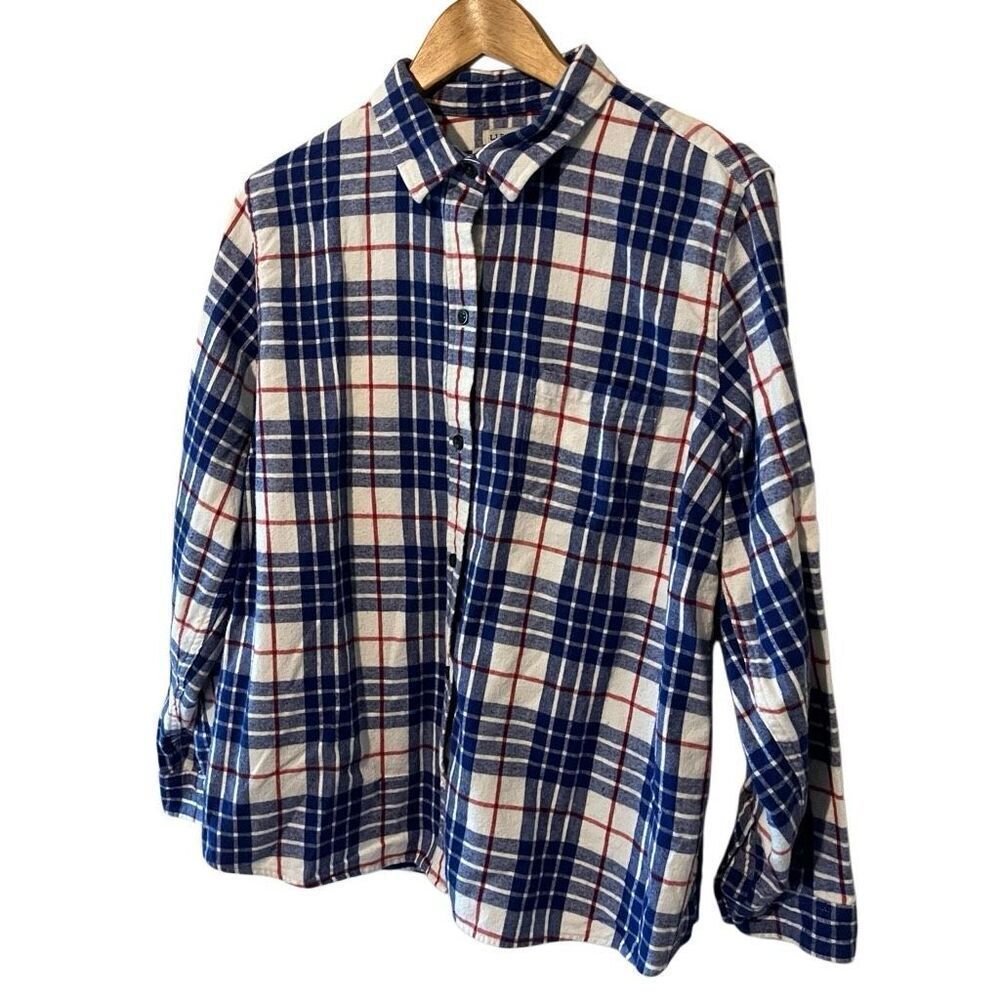 LL Bean flannel scotch plaid men’s size 1X cotton flannel fall relaxed fit lumbe